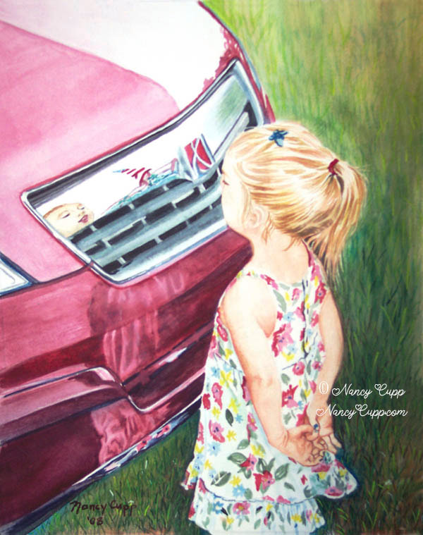 RILEY'S REFLECTION, watercolor by Nancy Cupp. © Nancy Cupp.  All rights reserved.