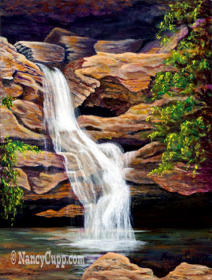 BRIDAL SHOWER acrylic painting by Nancy Cupp of Cedar Falls at Hocking Hills State Park in Ohio