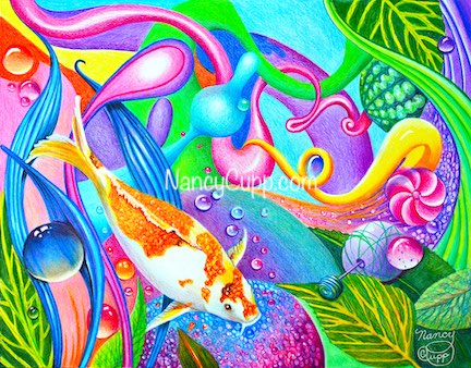 Koi Joy by Nancy Cupp of a Koi Fish with colorful background